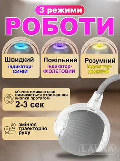 Іграшка м'ячик для кота інтерактивні іграшки для котів кішок кошеня розумний м'яч сірий Lavka 1605254201