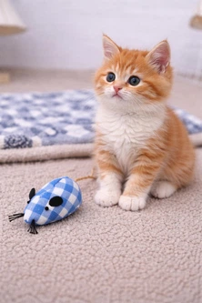 Без бренду Мишка іграшка з м'ятою хвостиком для котика кошенят 14 см різнокольорова