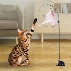10 cents for Jack Іграшка для котів вудочка з пірʼям на присосці ( білий )