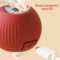 Без бренду Інтерактивна іграшка для котів і собак, Смарт м'яч для домашніх тварин з підсвічуванням і 3 режимами + мотузка-хвостик Рожевий