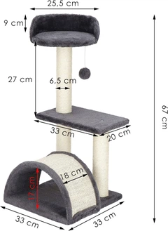 Кігтеточка для кота Springos з іграшкою 3 рівні 67 см PA1035 (5907719457574)