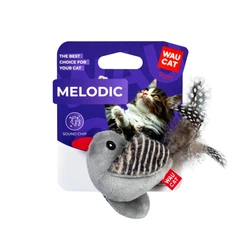 Іграшка для котів WAUCAT Fun Melodic Пташка зі звуковим чипом, штучне хутро, перо, 13 см