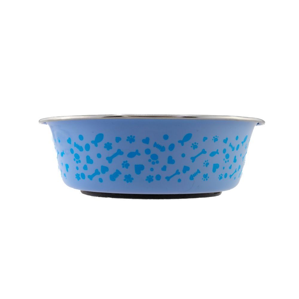 Миска металева ArjanImpex Paw Heart Bone and Fish 270 мл - блакитний