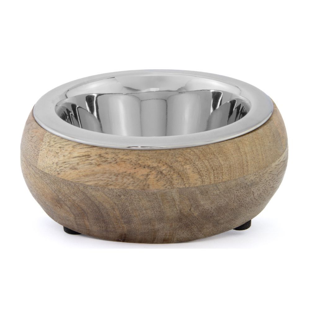 ArjanImpex Wooden Holders With SS Insert Belly миска металева для собак 370 мл - коричневий