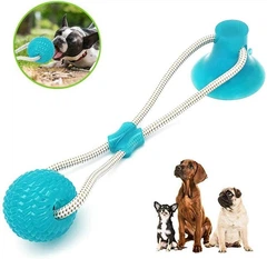 Без бренду Іграшка для собак канат на присоску з м'ячем Dog Toy Rope блакитний