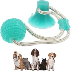 Без бренду Іграшка для собак канат на присоску з м'ячем Dog Toy Rope блакитний