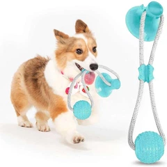 Без бренду Іграшка для собак канат на присоску з м'ячем Dog Toy Rope блакитний