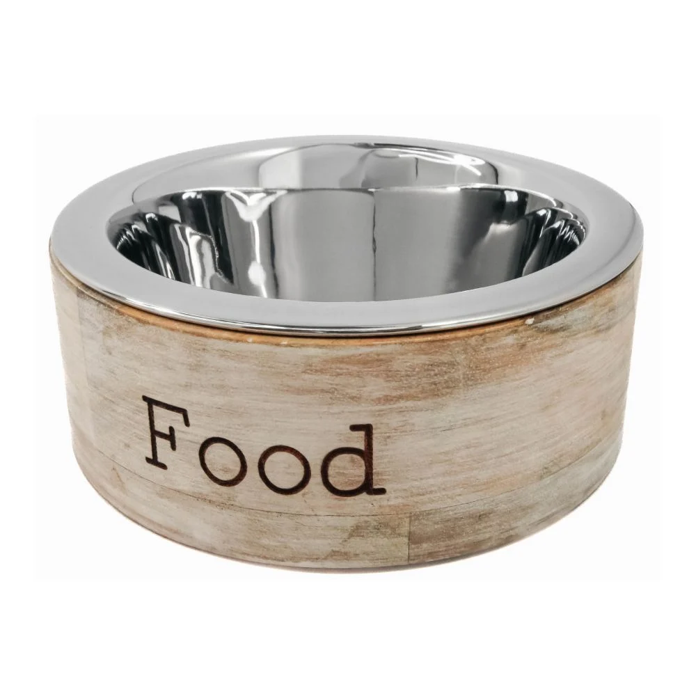 ArjanImpex Wooden Holders With SS Insert Straight миска металева для собак 370 мл - модель в асортименті