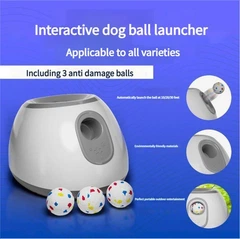 Без бренду Автоматична інтерактивна іграшка метальник м'ячів для середніх собак Ball Launcher WJ-79 дальність до 9 метрів Білий/Сірий
