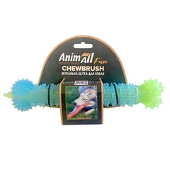 AnimAll Іграшка для собак АнімАлл Фан жувальна щітка-кістка 24 см, блакитна з зеленим