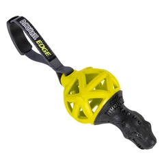 Іграшка для собак GiGwi Dinoball Edge м’яч-решітка з ручкою для апорту та перетягування, гумова жувальна іграшка, жовто-чорна, 28 см, арт. 2329