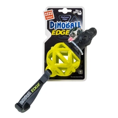 Іграшка для собак GiGwi Dinoball Edge м’яч-решітка з ручкою для апорту та перетягування, гумова жувальна іграшка, жовто-чорна, 28 см, арт. 2329
