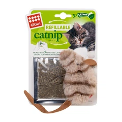 Іграшка для котів Мишка з котячою м'ятою GiGwi Refillable Catnip штучне хутро котяча м'ята 10 см бежевий з коричневим