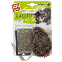 Іграшка для котів GiGwi Catnip Мишка з котячою м'ятою, штучне хутро, котяча м'ята, 10 см (75300)