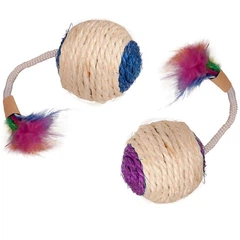 Сизалевий м\'яч з пір\'ям іграшка для котів Flamingo Bouly Sisal Ball Feather (46114)