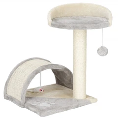 Кігтеточка для кота Springos з іграшкою 2-рівнева PA1034 Сіра (5907719457567)