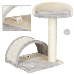 Кігтеточка для кота Springos з іграшкою 2-рівнева PA1034 Сіра (5907719457567)