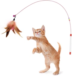 Без бренду Іграшка для котів паличка з пером та дзвіночком Cat Stick Brown