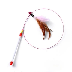 Без бренду Іграшка для котів паличка з пером та дзвіночком Cat Stick Brown