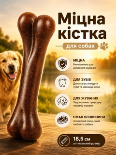 Без бренду Міцна жувальна іграшка для собак 18,5 см зі смаком яловичини у формі кістки безпечна для всіх порід з міцного полипропилену