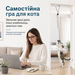 Без бренду Підвісна іграшка для котів Мишка на пружному шнурі з регулюванням довжини