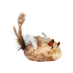 Іграшка для котів WAUCAT Fun Melodic Мишка зі звуковим чипом, штучне хутро, перо, 13 см