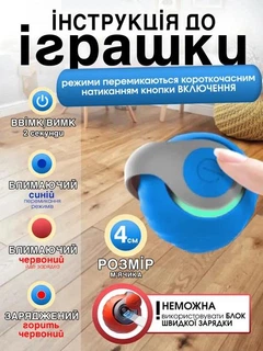 Agreeable Іграшка м'ячик для кота інтерактивні іграшки для кішок котів кошеня розумний м'яч 2 режиму синій