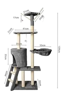 MT Malatec Кігтеточка ігровий комплекс 5 рівнів для кішок 138 см сірий KT3239