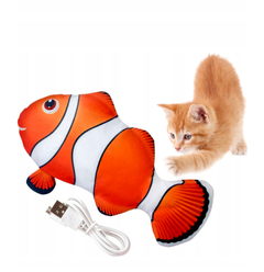 EcoToys Іграшка для котів механічна вібро риба Клоун 25 см