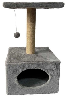 Кігтеточка для котів LEAN Toys Підвісна миша з лежаком 31 x 31 x 56 см Сіра (5905991033554)