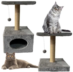 Кігтеточка для котів LEAN Toys Підвісна миша з лежаком 31 x 31 x 56 см Сіра (5905991033554)
