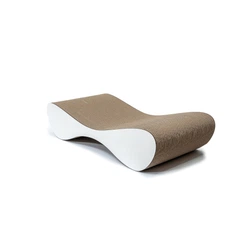 Кігтеточка дряпка лежанка для котів з картона CJ Bio White 63х14х28 см
