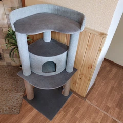 Без бренду Комплекс когтеточка кутова для кота кошек 115х55х55см сіра