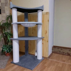 Без бренду Комплекс когтеточка дряпка кутова для кота стовпи драпаки у бавовняному канате 115х55х55см сіра