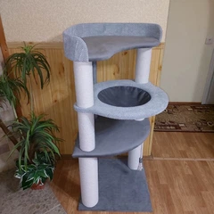 Без бренду Комплекс когтеточка дряпка кутова для кота стовпи драпаки у бавовняному канате 115х55х55см сіра