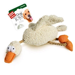 Іграшка для собак Качка з пищалкою GiGwi Catch & fetch, текстиль, мотузка, 36 см