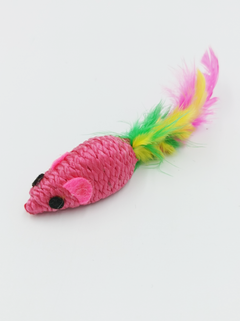 EcoToys Іграшка для котів Миша з пір'ям сизаль 7 см 6397