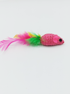 EcoToys Іграшка для котів Миша з пір'ям сизаль 7 см 6397