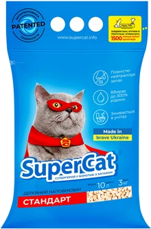 Super Cat Наповнювач для котячого туалету SuperCat СТАНДАРТ Деревний поглинаючий 3 кг (5 л) (3550) (4820082490201)