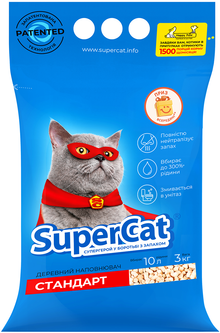 Super Cat Наповнювач для котячого туалету SuperCat СТАНДАРТ Деревний поглинаючий 3 кг (5 л) (3550) (4820082490201)
