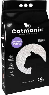 Бентонітовий наповнювач для туалету котів Catmania з ароматом лаванди та фіолетовими гранулами, 10 л