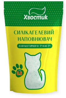 Силікагелевий наповнювач для котів 3.6 л / 1.35 кг Хвостик великий 1-8 мм із зеленими гранулами