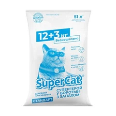 Super Cat Наповнювач SuperCat стандарт, 12+3кг в економічному пакуванні (синій) (5159)