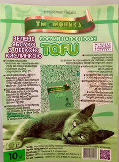 Моника Наповнювач для котячих лотків соєвий "Toffu" Ароматне зелене яблуко 10кг Моніка