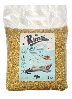 Наповнювач для котячого туалету Kitty Kiss Tofu соєвий тофу з ароматом кокосу 3 кг