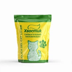 AnimAll Силікагель наповнювач Хвостик для кішок, із зеленими гранулами, дрібна фракція, 7.2 л