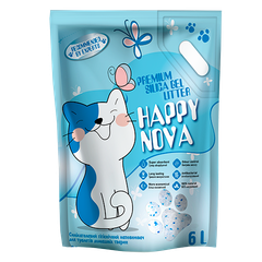 Силікагелевий гігієнічний наповнювач Happy Nova для туалетів домашніх тварин з 3% синіми гран. 3.8 л