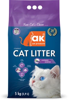 AK Cat Products Наповнювач бентонітовий AK Cat COMPACT CAT LITTER грудкувальний Лаванда, 5 кг