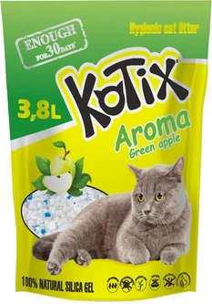 Наповнювач для котячого туалету Kotix Green Apple Силікагелевий поглинаючий 1.8 кг (3.8 л) (6930095837455)