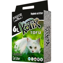 Наповнювач соєвий з активованим вугіллям для котячого туалету Kotix Tofu Carbon, 6 л